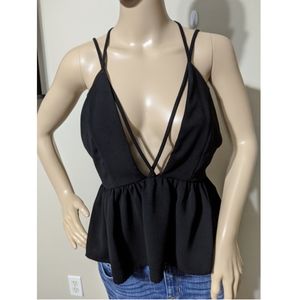 Silence + Noise Strappy Chiffon Tank Top Sz M